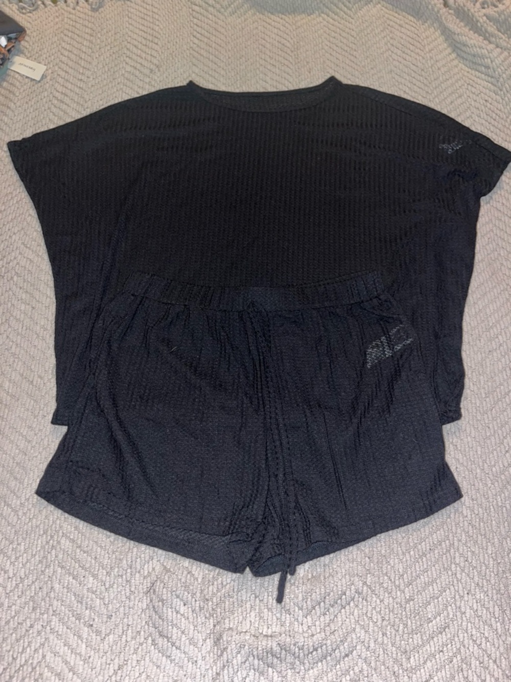 Black Two-Piece Lounge Set - Top & Shorts